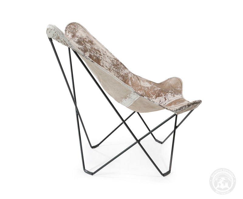 Butterfly Chair - Cowhide Leather Marble Dark