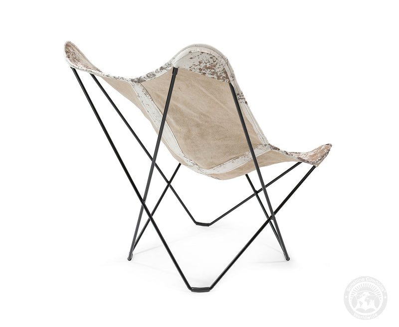 Butterfly Chair - Cowhide Leather Marble Dark
