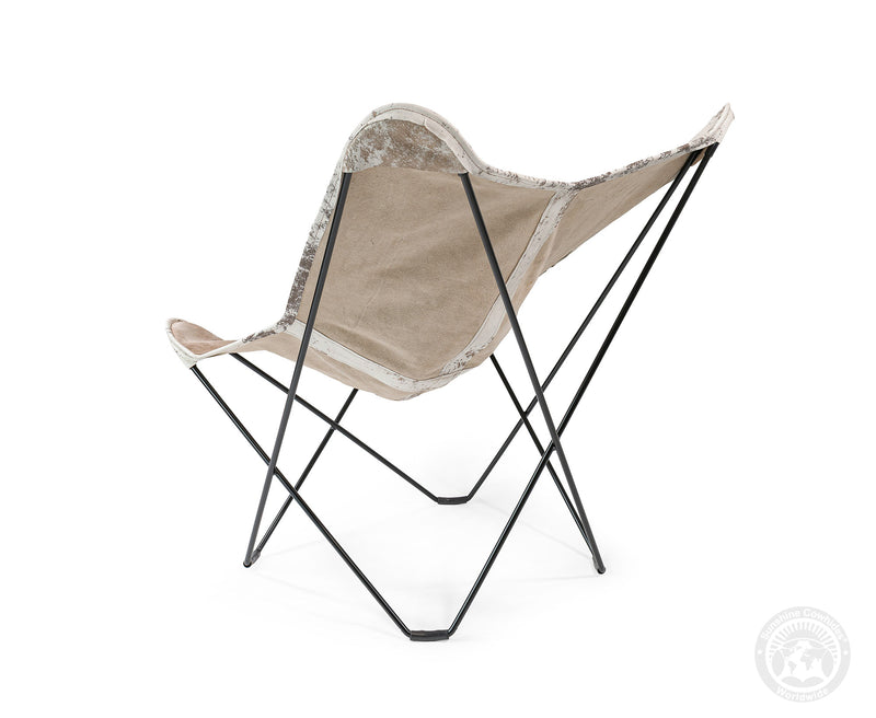 Butterfly Chair - Cowhide Leather Marble Dark