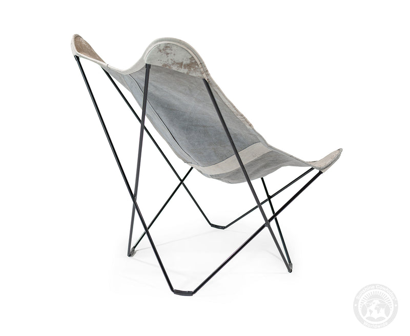 Butterfly Chair - Cowhide Leather Marble Grey