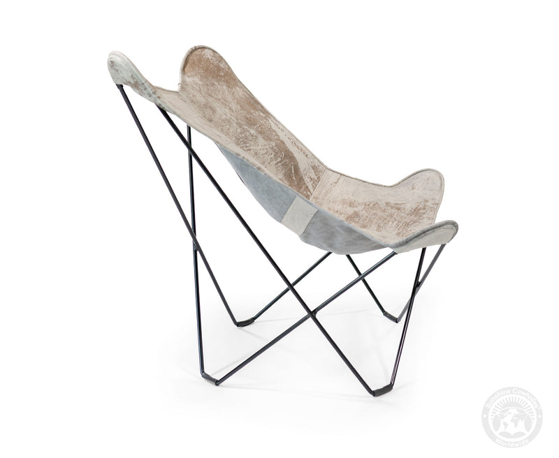 Butterfly Chair - Cowhide Leather Marble Grey