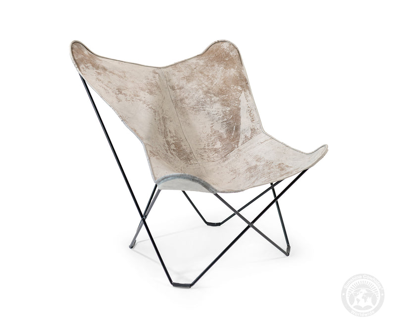 Butterfly Chair - Cowhide Leather Marble Grey
