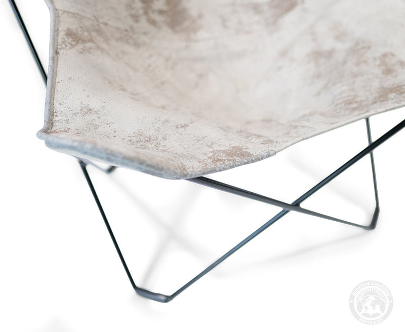 Butterfly Chair - Cowhide Leather Marble Grey