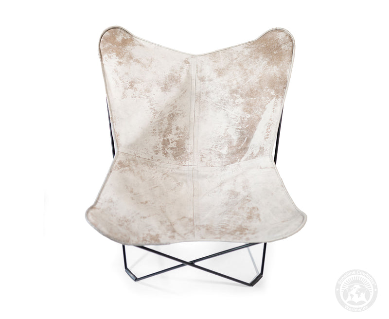 Butterfly Chair - Cowhide Leather Marble Grey