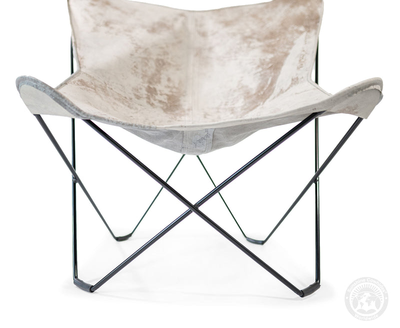 Butterfly Chair - Cowhide Leather Marble Grey