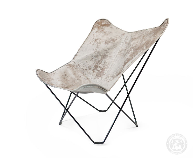 Butterfly Chair - Cowhide Leather Marble Grey