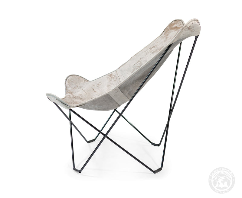 Butterfly Chair - Cowhide Leather Marble Grey