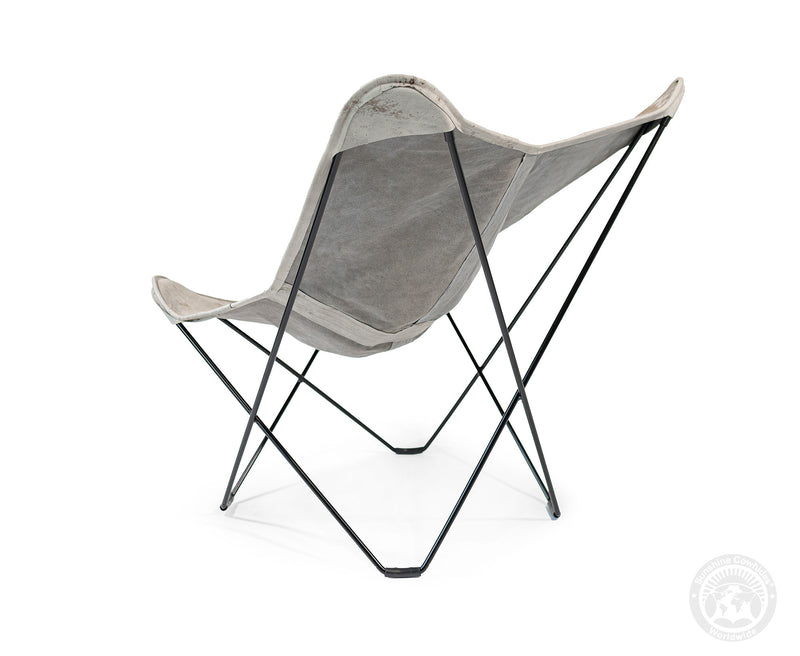 Butterfly Chair - Cowhide Leather Marble Grey