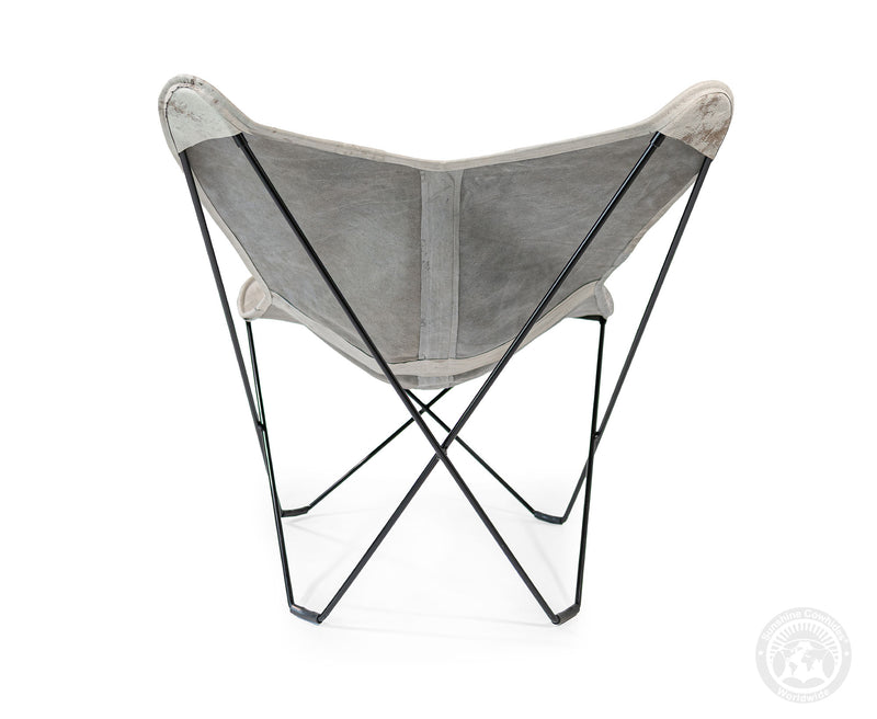 Butterfly Chair - Cowhide Leather Marble Grey