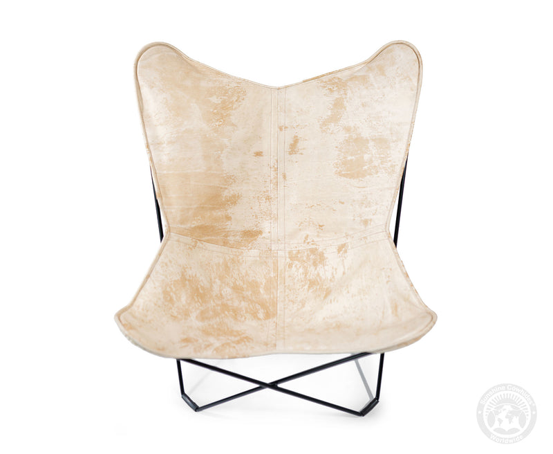 Butterfly Chair - Cowhide Leather Marble Light