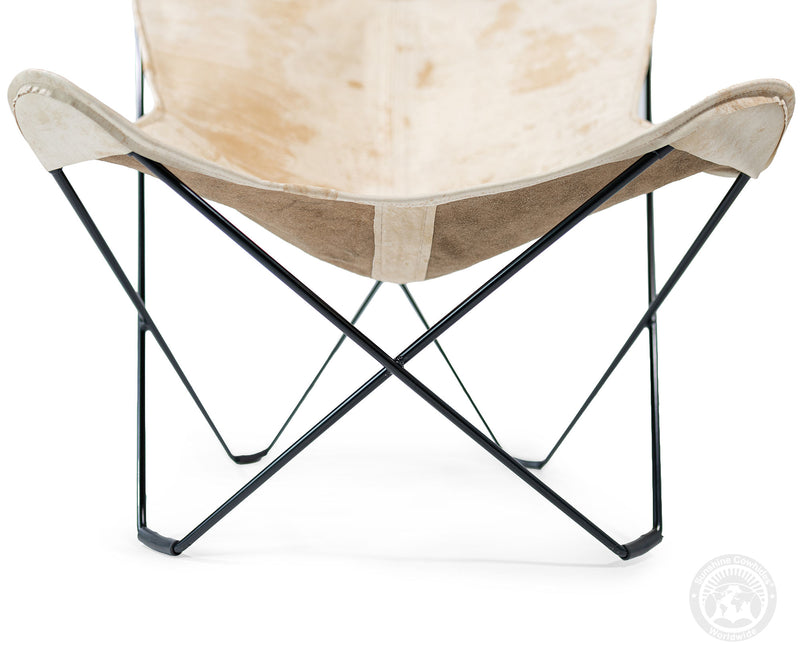 Butterfly Chair - Cowhide Leather Marble Light