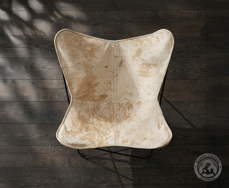 Butterfly Chair - Cowhide Leather Marble Light