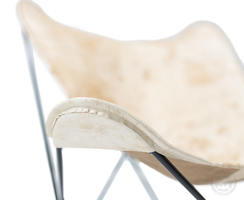 Butterfly Chair - Cowhide Leather Marble Light
