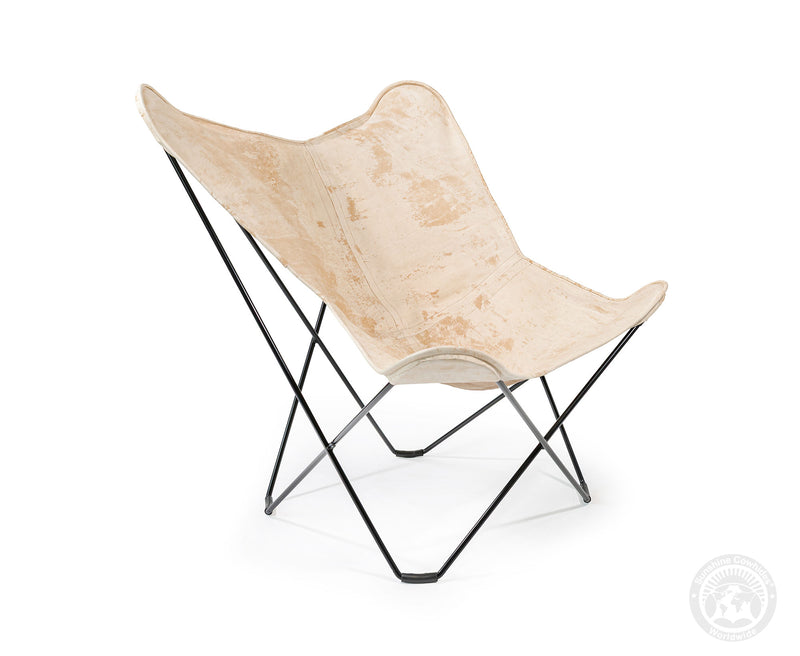 Butterfly Chair - Cowhide Leather Marble Light