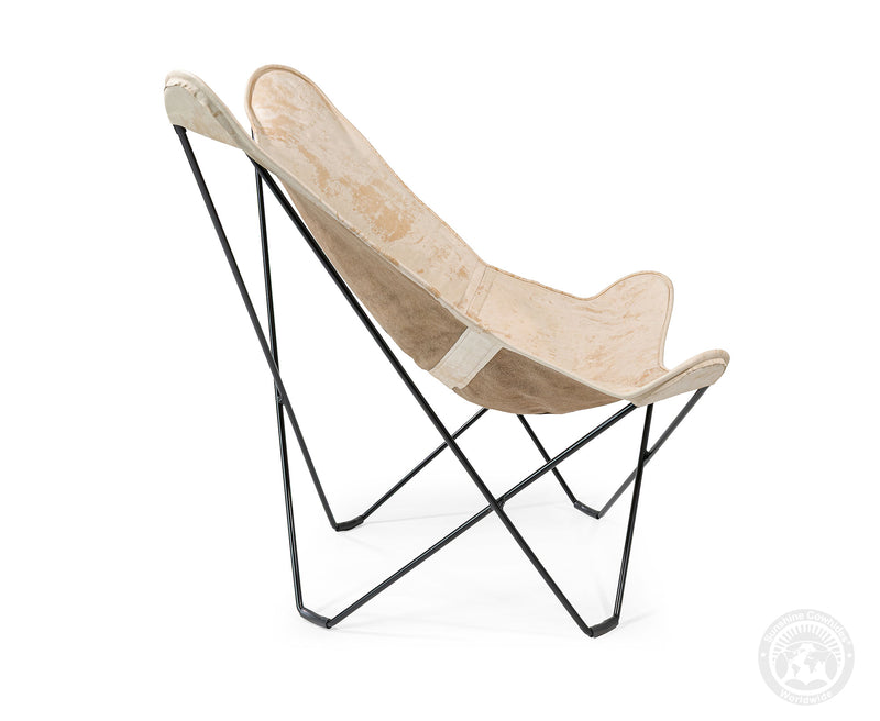 Butterfly Chair - Cowhide Leather Marble Light