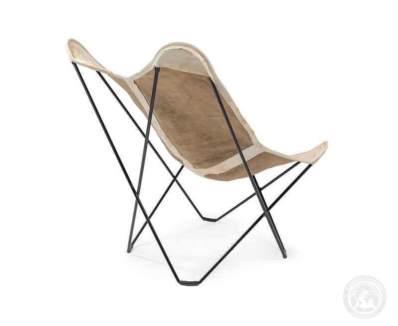 Butterfly Chair - Cowhide Leather Marble Light
