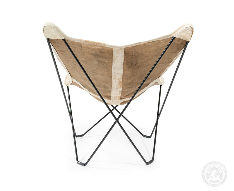 Butterfly Chair - Cowhide Leather Marble Light