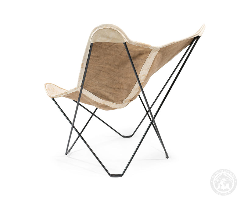 Butterfly Chair - Cowhide Leather Marble Light
