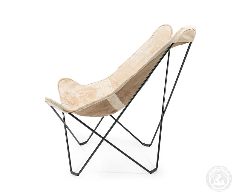 Butterfly Chair - Cowhide Leather Marble Light