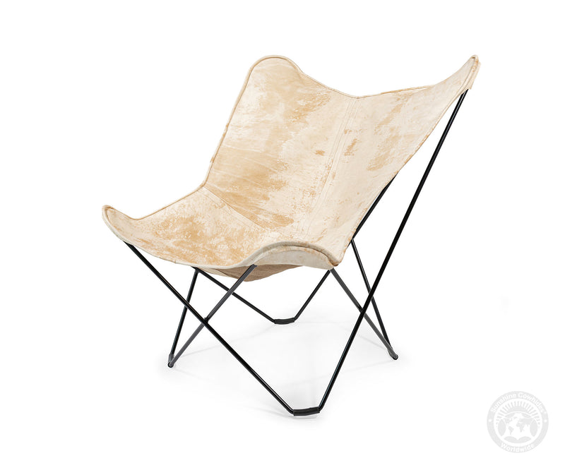 Butterfly Chair - Cowhide Leather Marble Light