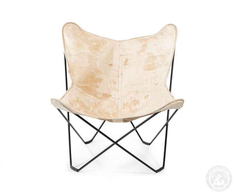 Butterfly Chair - Cowhide Leather Marble Light