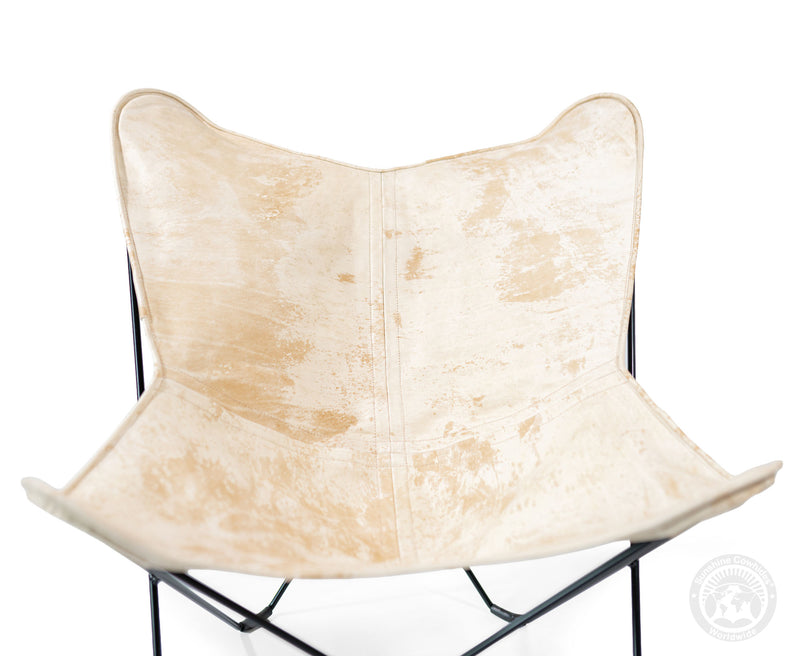 Butterfly Chair - Cowhide Leather Marble Light