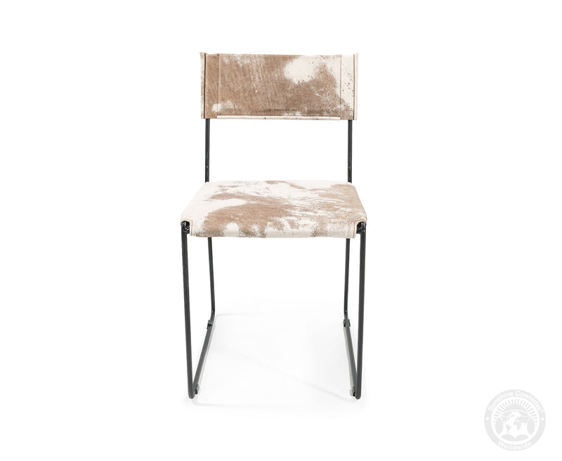 One Wire Genuine Cowhide Leather Dining Chair - Marble Dark