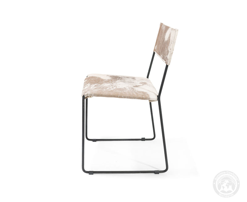 One Wire Genuine Cowhide Leather Dining Chair - Marble Dark