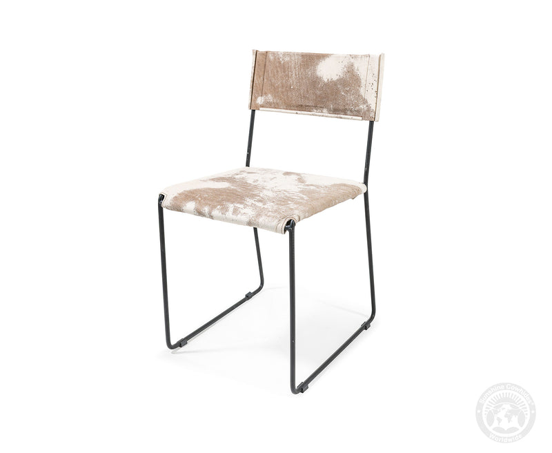 One Wire Genuine Cowhide Leather Dining Chair - Marble Dark