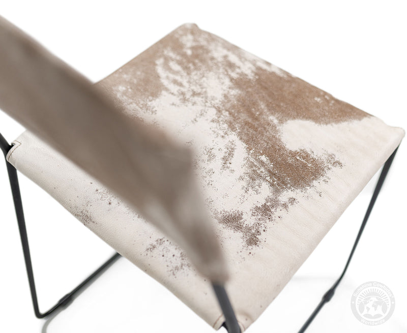 One Wire Genuine Cowhide Leather Dining Chair - Marble Dark