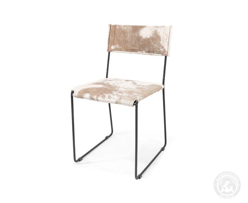 One Wire Genuine Cowhide Leather Dining Chair - Marble Dark