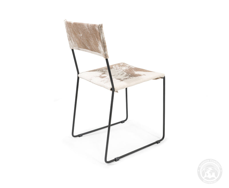 One Wire Genuine Cowhide Leather Dining Chair - Marble Dark