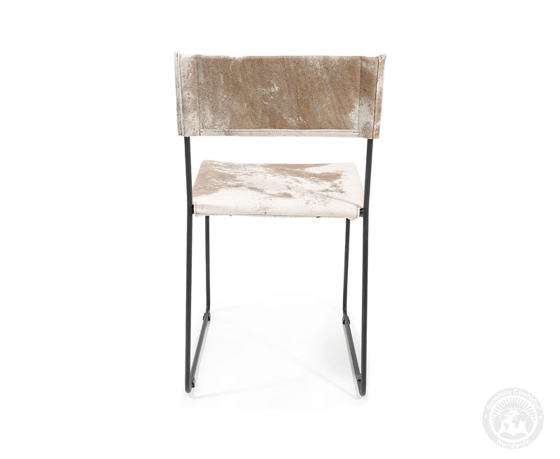 One Wire Genuine Cowhide Leather Dining Chair - Marble Dark