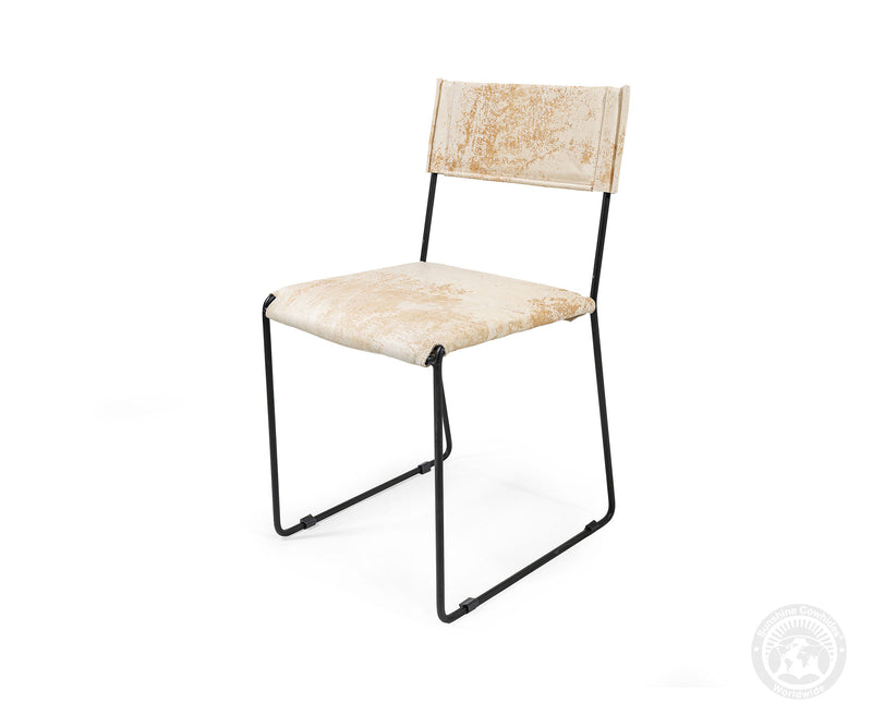 One Wire Genuine Cowhide Leather Dining Chair - Marble Light