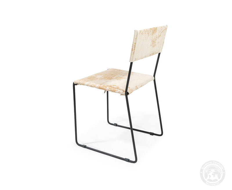 One Wire Genuine Cowhide Leather Dining Chair - Marble Light