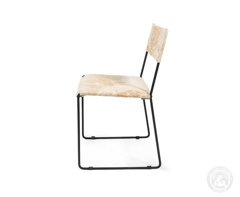 One Wire Genuine Cowhide Leather Dining Chair - Marble Light