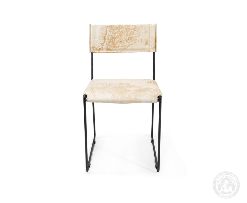 One Wire Genuine Cowhide Leather Dining Chair - Marble Light