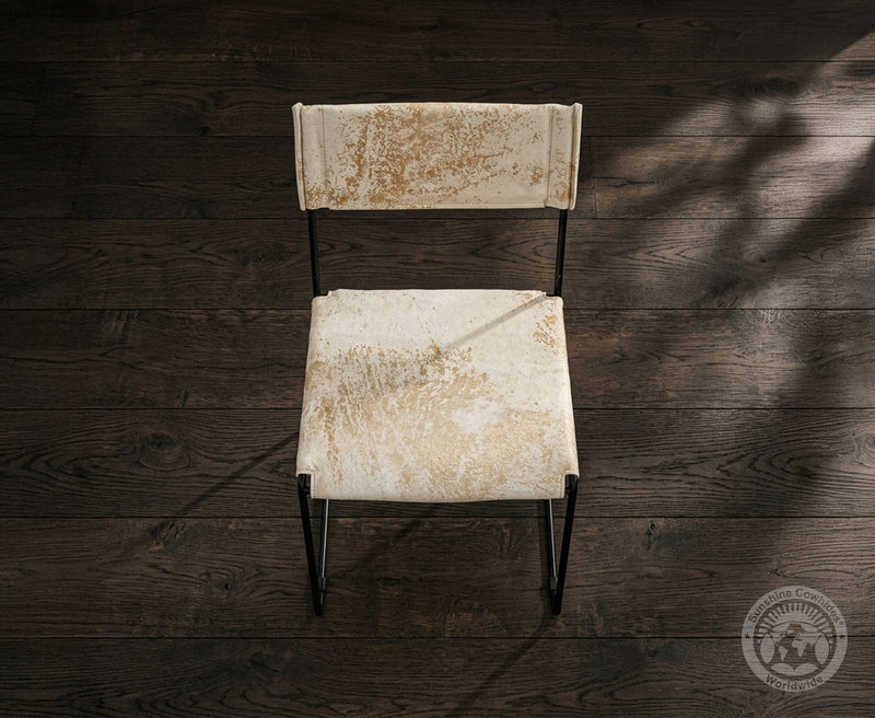 One Wire Genuine Cowhide Leather Dining Chair - Marble Light