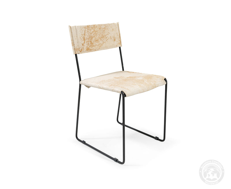 One Wire Genuine Cowhide Leather Dining Chair - Marble Light