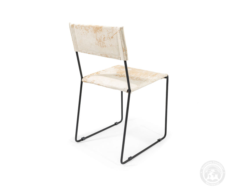 One Wire Genuine Cowhide Leather Dining Chair - Marble Light