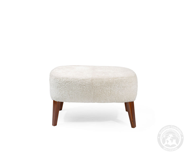 White Sheepskin Lounge Chair Ottoman Set | Modern Farmhouse Accent Reading Chair