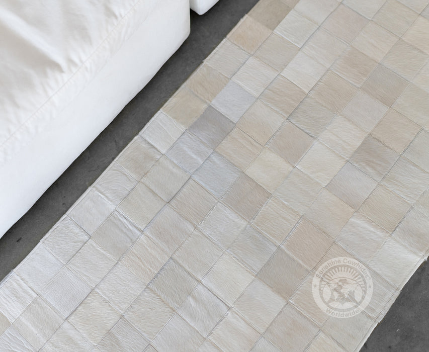 Natural White - Designer Rug - Runner - Squares