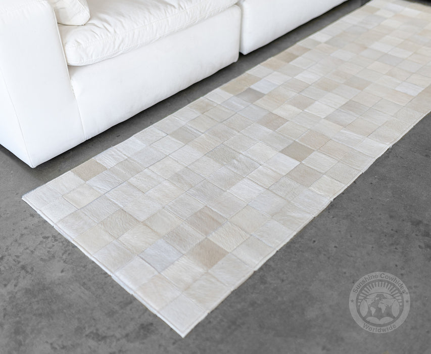 Natural White - Designer Rug - Runner - Squares