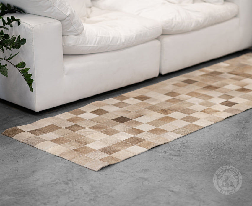 Taupe/Champagne - Designer Rug - Runner - Squares