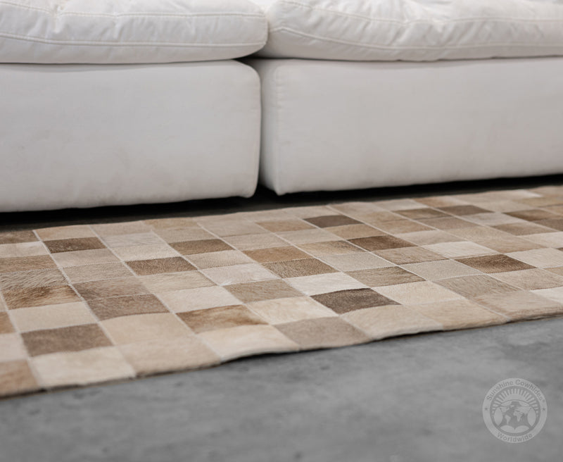 Taupe/Champagne - Designer Rug - Runner - Squares