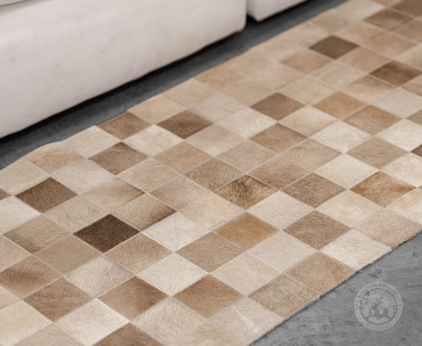 Taupe/Champagne - Designer Rug - Runner - Squares