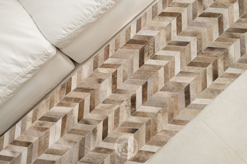Taupe/Champagne - Designer Rug - Runner - Chevron