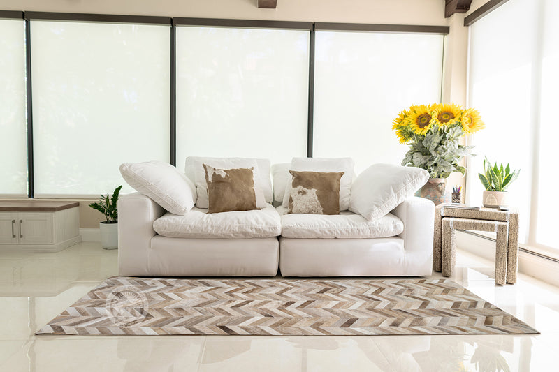 Taupe/Champagne - Designer Rug - Runner - Chevron