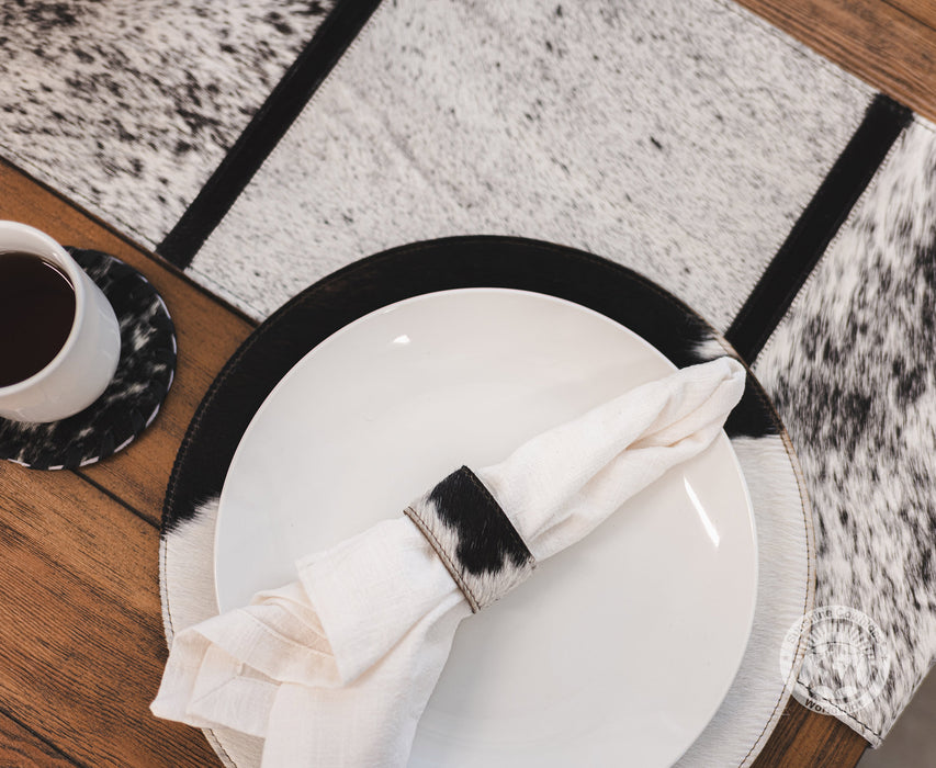 Cowhide Runner Salt and Pepper Black and White