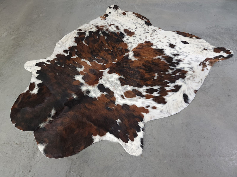 Premium Tricolor Cowhide Rug Size 6.5 X 7.5 ft